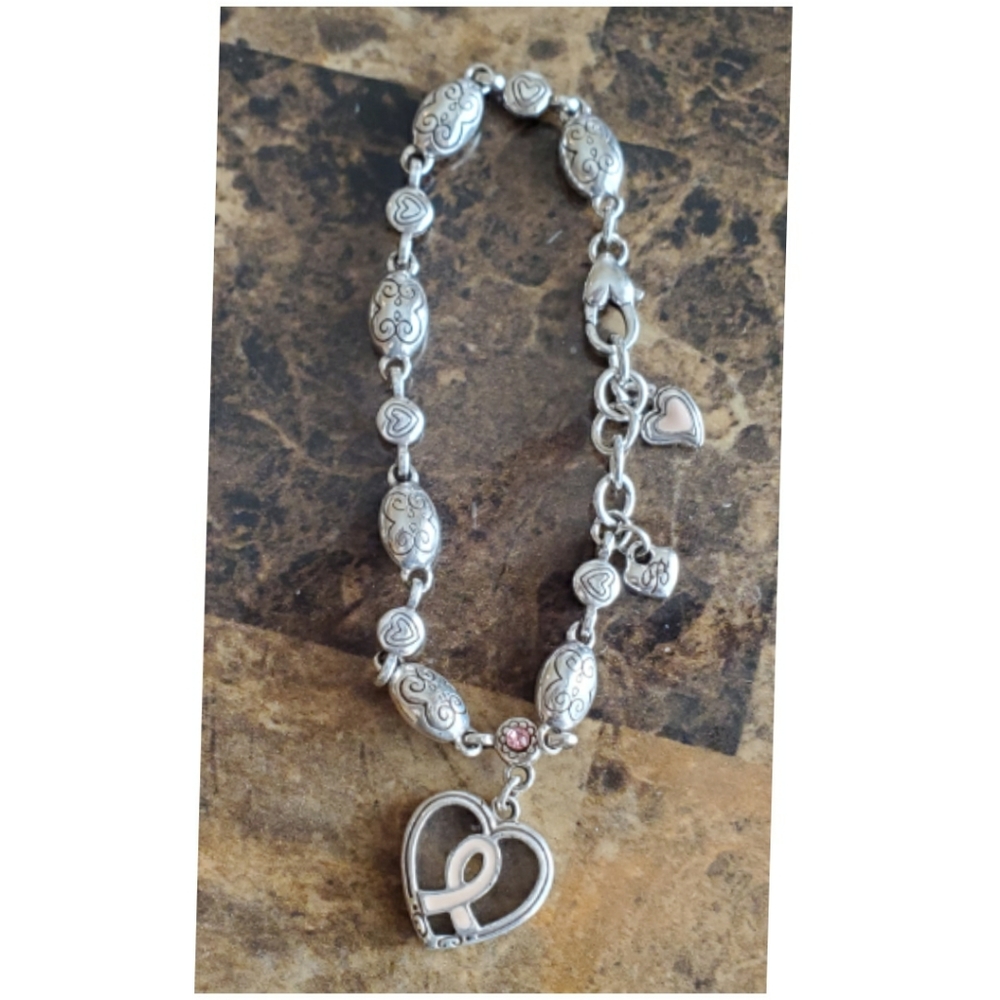 Silver Breast Cancer Awareness Bracelet